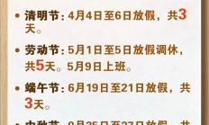 五一假今日结束 还有45天又放假了！今年端午连放三天不调休