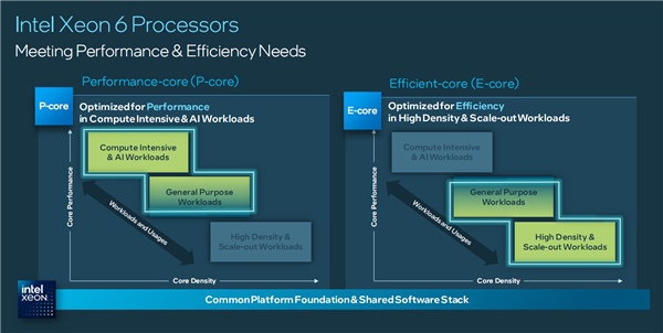 Intel宣布全新至强6：E核、P核兵分两路