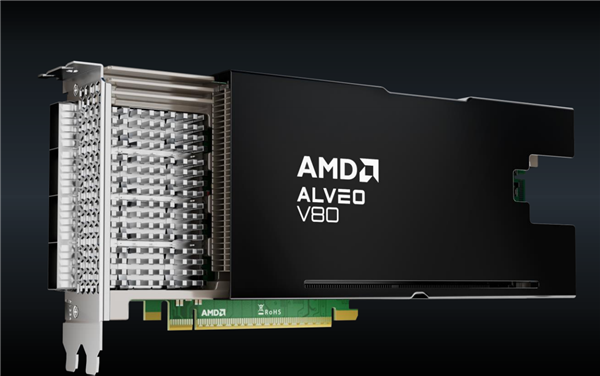 AMD发布全新计算加速卡Alveo V80：自带32GB BHM2E、800G网络