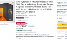 老神U杀疯！AMD 7800X3D价格跳水：比9800X3D便宜34%