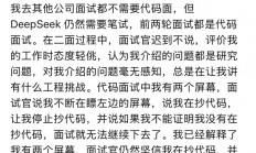 前华为天才少年吐槽DeepSeek面试：流程拖沓 被面试官指控抄袭