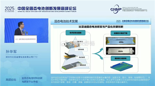 比亚迪：2027年全固态电池批量装车 2030年大规模量产 比亚迪 固态电池 第1张