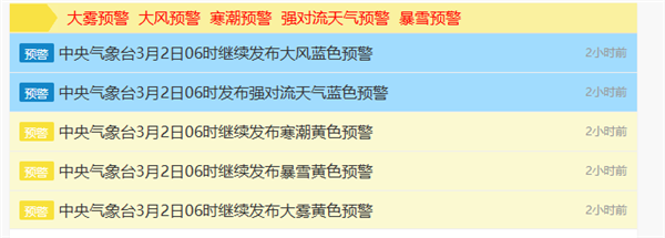 气温暴跌18℃以上！中央气象台多个黄色预警来了：寒潮、暴雪、大雾 中央气象台黄色预警 第1张