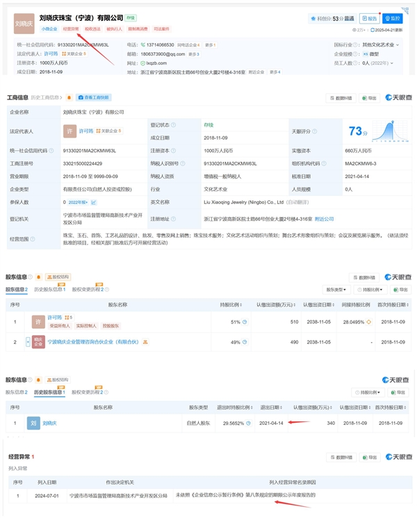 刘晓庆已退出被举报涉偷税公司股东:涉事公司经营异常 刘晓庆 第1张 刘晓庆已退出被举报涉偷税公司股东:涉事公司经营异常 刘晓庆 第1张