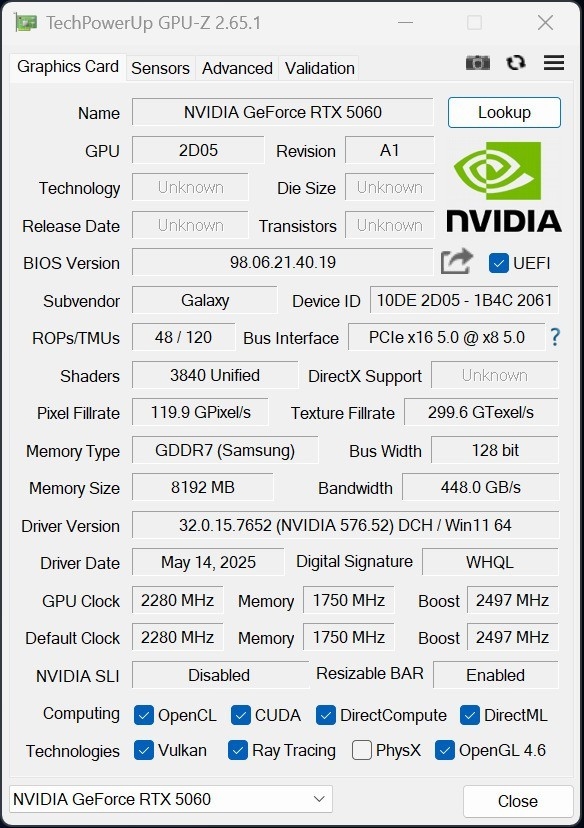 影驰RTX 5060魔刃上手:磁吸RGB光效的50系甜点卡 第9张 影驰RTX 5060魔刃上手:磁吸RGB光效的50系甜点卡 第9张