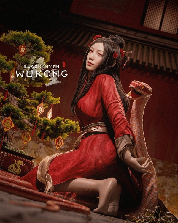 《黑神话》3D新艺术图欣赏 四妹卧溪边嗅起花香 黑神话 第3张