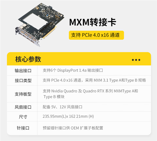 索泰开卖MXM工业级显卡:最贵33999元!还有1299元的PCIe转接卡 索泰MXM工业级显卡 第10张 索泰开卖MXM工业级显卡:最贵33999元!还有1299元的PCIe转接卡 索泰MXM工业级显卡 第10张