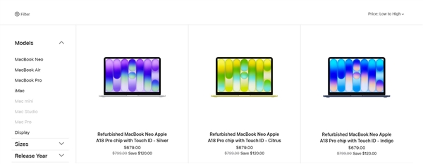 新机涨价官翻补位！MacBook Neo官翻版上架：679美元 苹果最便宜笔记本 MacBook Neo 第2张