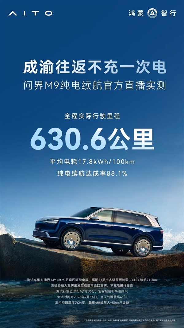 问界M9续航测试造质疑 韩路：不可能直播造假 翻车成本极高 问界M9 第2张