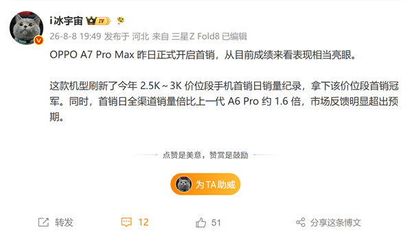OPPO首款万级大电池手机！A7 Pro Max刷新2.5-3K价位段首销日销量纪录 OPPO A7 Max 第1张