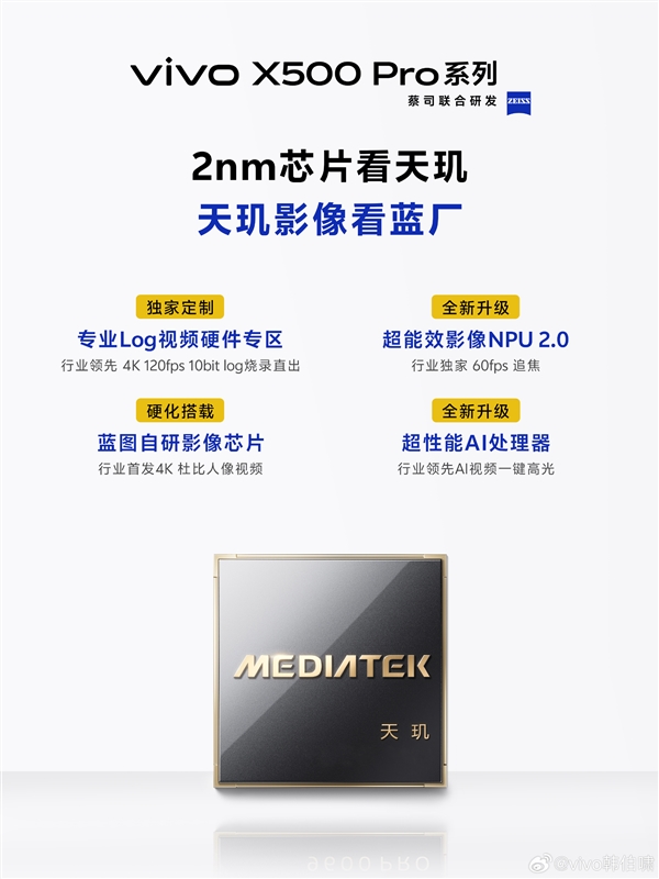 vivo X500 Pro系列全球首发蓝晶x天玑2nm旗舰芯 Pro 第3张