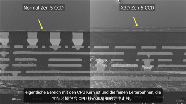 拆解9950X3D看个究竟！X3D真容曝光：0.005毫米薄到难以置信 拆解9950X3D 第5张