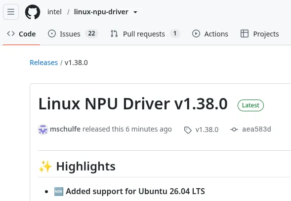 全平台兼容！英特尔NPU驱动1.38正式发布：官方支持Ubuntu 26.04 LTS Ubuntu 第2张