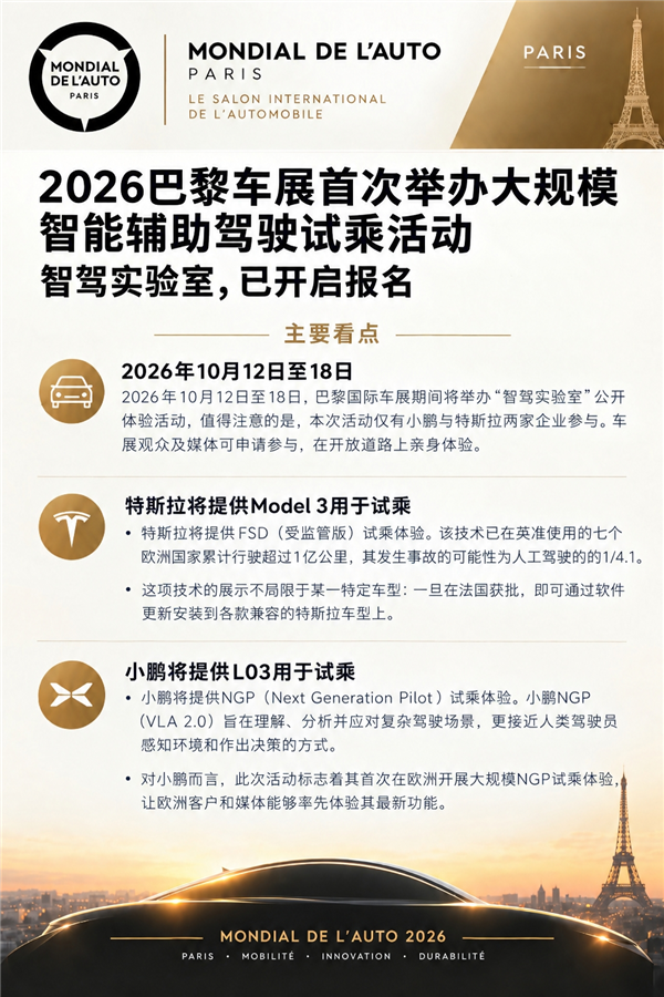 欧洲主场被中美包场!巴黎车展公开体验特斯拉和小鹏:欧洲车企全缺席 巴黎车展 第1张 欧洲主场被中美包场!巴黎车展公开体验特斯拉和小鹏:欧洲车企全缺席 巴黎车展 第1张